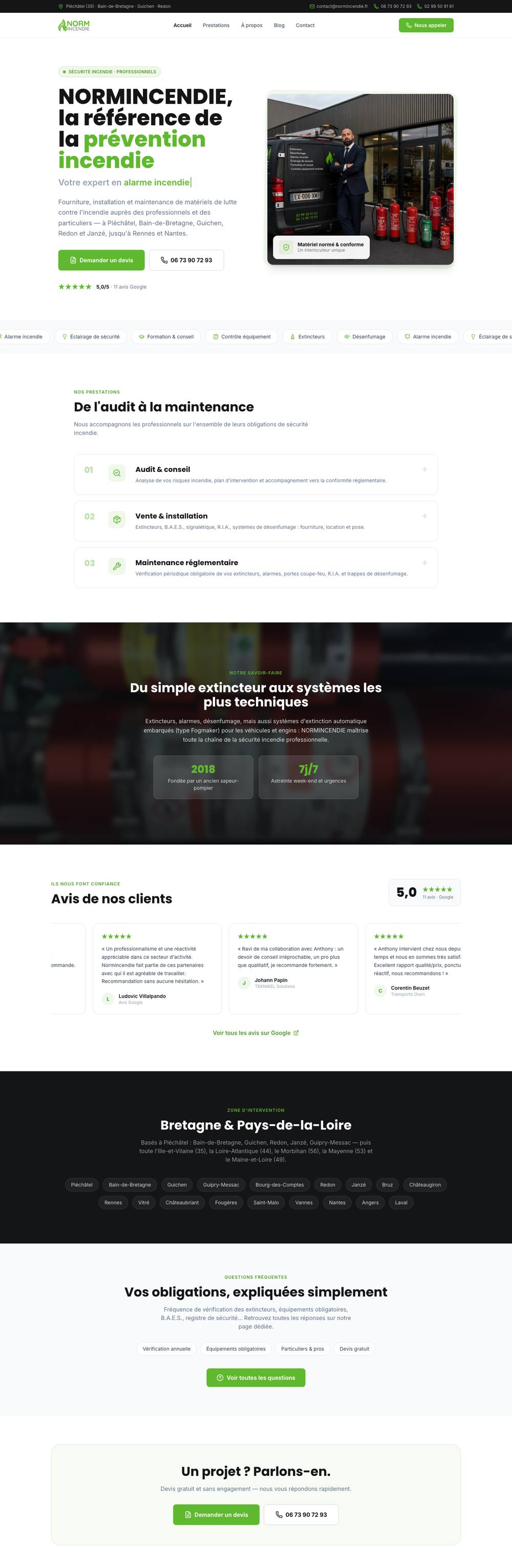 Normincendie — le site en défilement